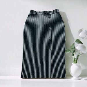 Another Story, Chic Stripe Stretch Pencil Skirt, XS, Black & White